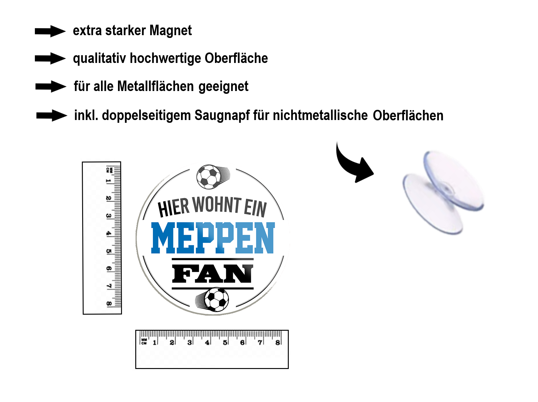 Magnet ''Meppen Fan'' 8x8x0,3cm
