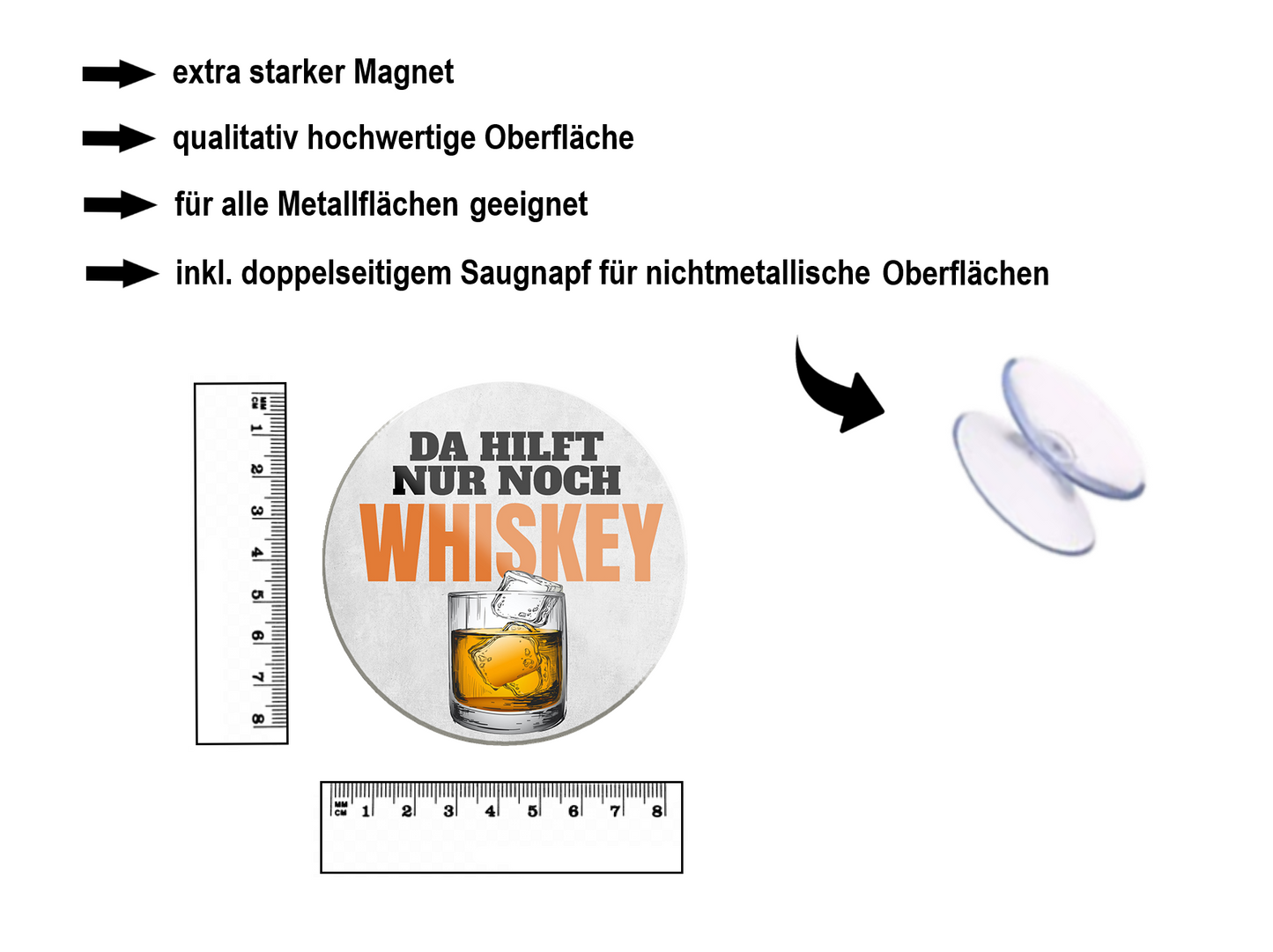 Magnet ''Da hilft nur noch Whiskey'' 8x8x0,3cm