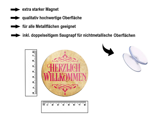 Magnet ''Herzlich Willkommen'' 8x8x0,3cm