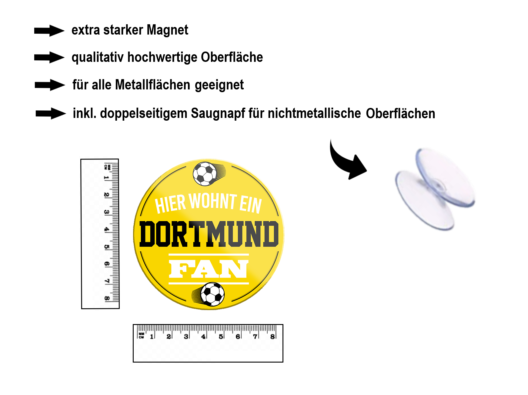 Magnet ''Dortmund Fan'' 8x8x0,3cm