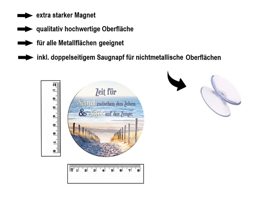 Magnet ''Zeit für Sand zwischen den Zehen (sandweg)'' 8x8x0,3cm