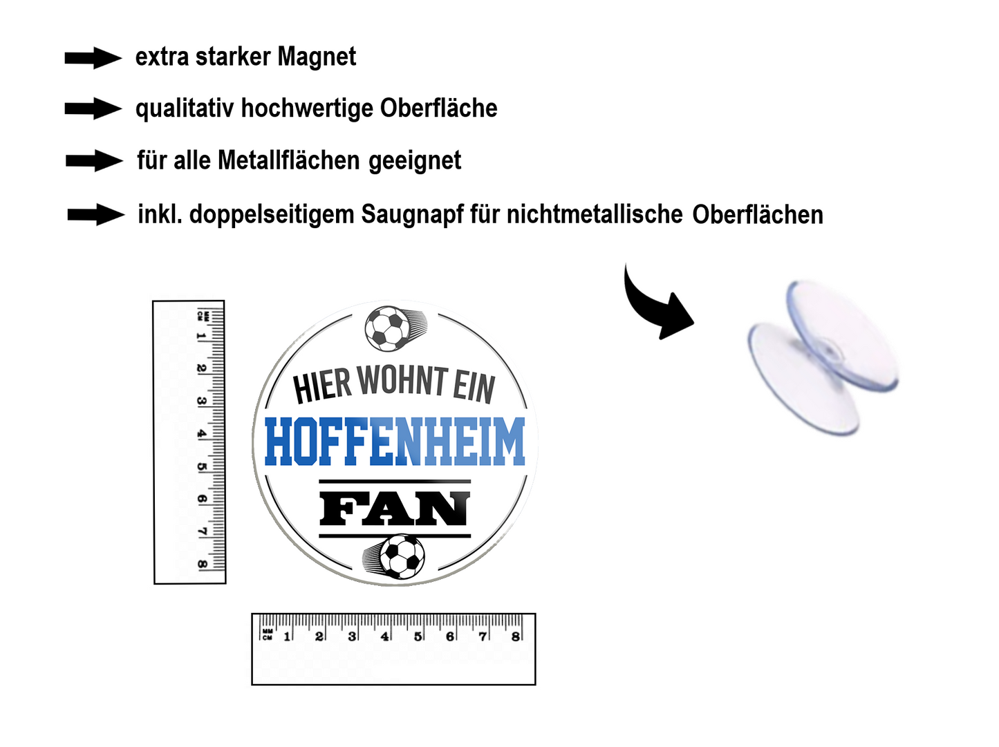 Magnet ''Hoffenheim Fan'' 8x8x0,3cm