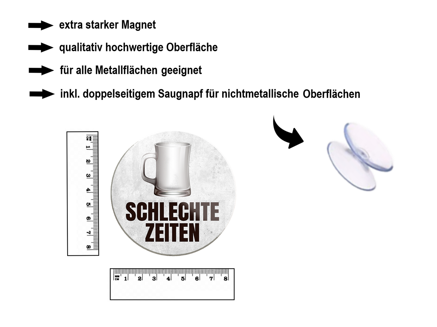 Magnet ''Schlechte Zeiten'' 8x8x0,3cm