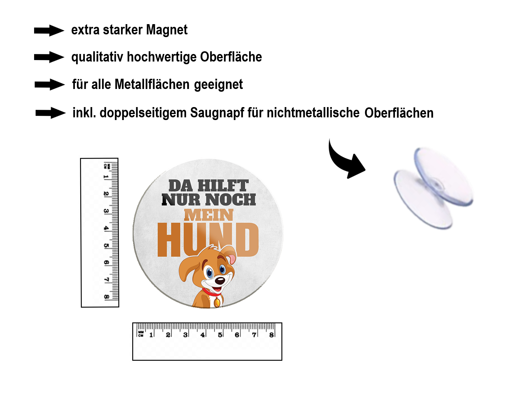 Magnet ''Da hilft nur noch mein Hund'' 8x8x0,3cm