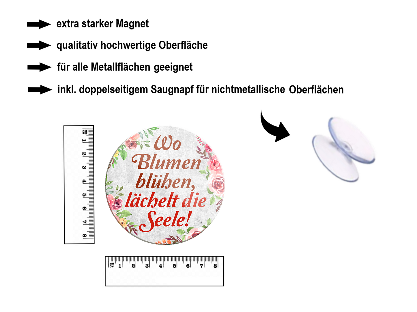 Magnet ''Wo Blumen blühen Seele'' 8x8x0,3cm