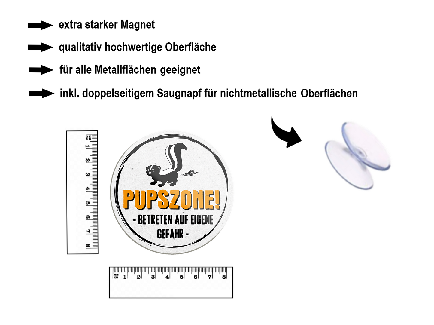 Magnet ''Pupszone betreten auf eigene Gefahr'' 8x8x0,3cm