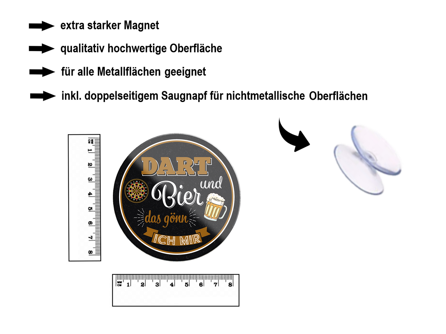 Magnet ''Dart und Bier das gönn ich mir'' 8x8x0,3cm