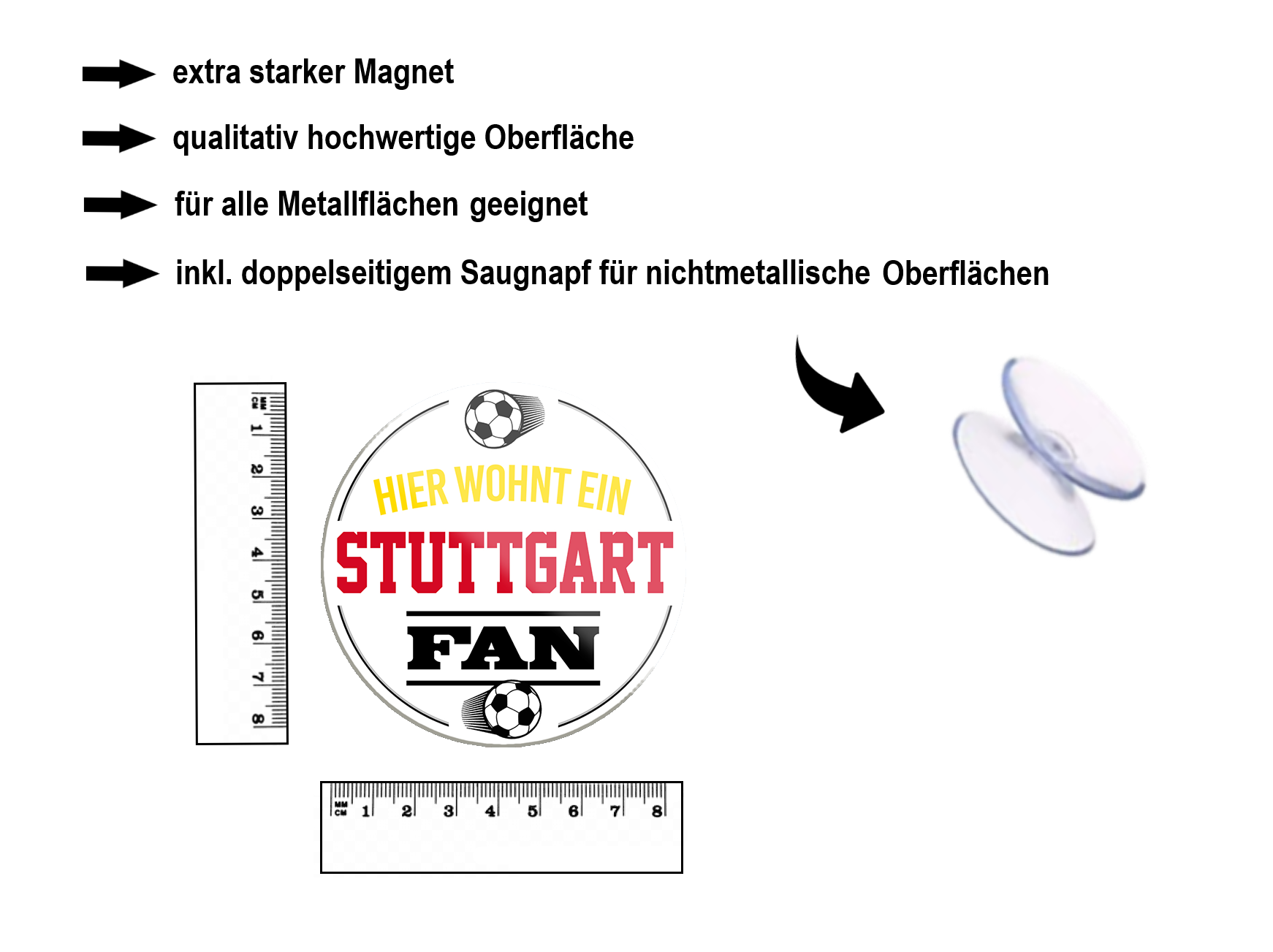 Magnet ''Stuttgart Fan'' 8x8x0,3cm