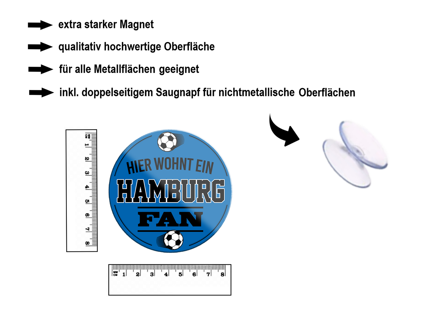 Magnet ''Hamburg Fan (blue)'' 8x8x0.3cm