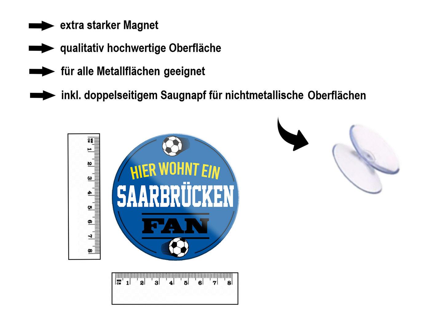 Magnet ''Saarbrücken Fan'' 8x8x0,3cm