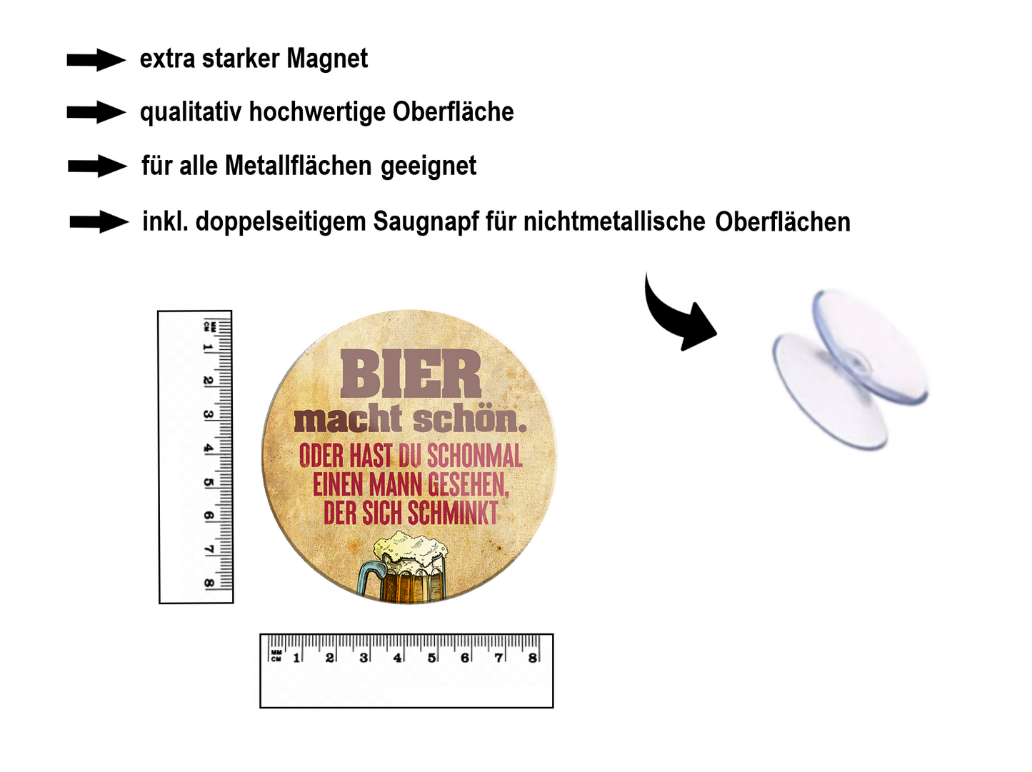 Magnet ''Bier macht schön'' 8x8x0,3cm
