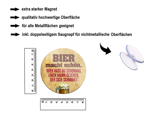 Magnet ''Beer makes you beautiful'' 8x8x0.3cm