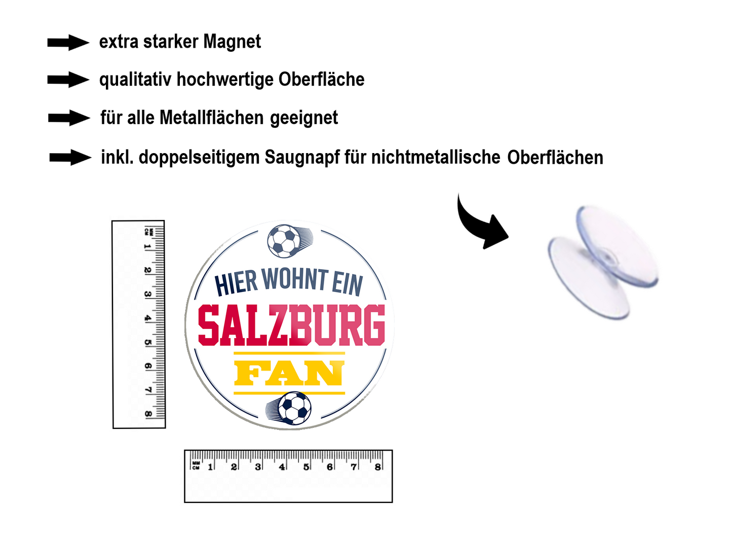 Magnet ''Salzburg Fan'' 8x8x0,3cm