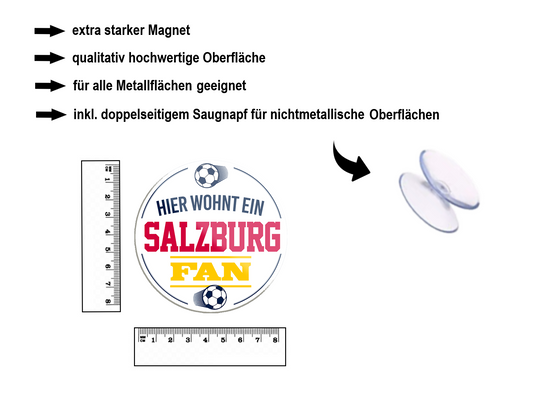 Magnet ''Salzburg Fan'' 8x8x0,3cm