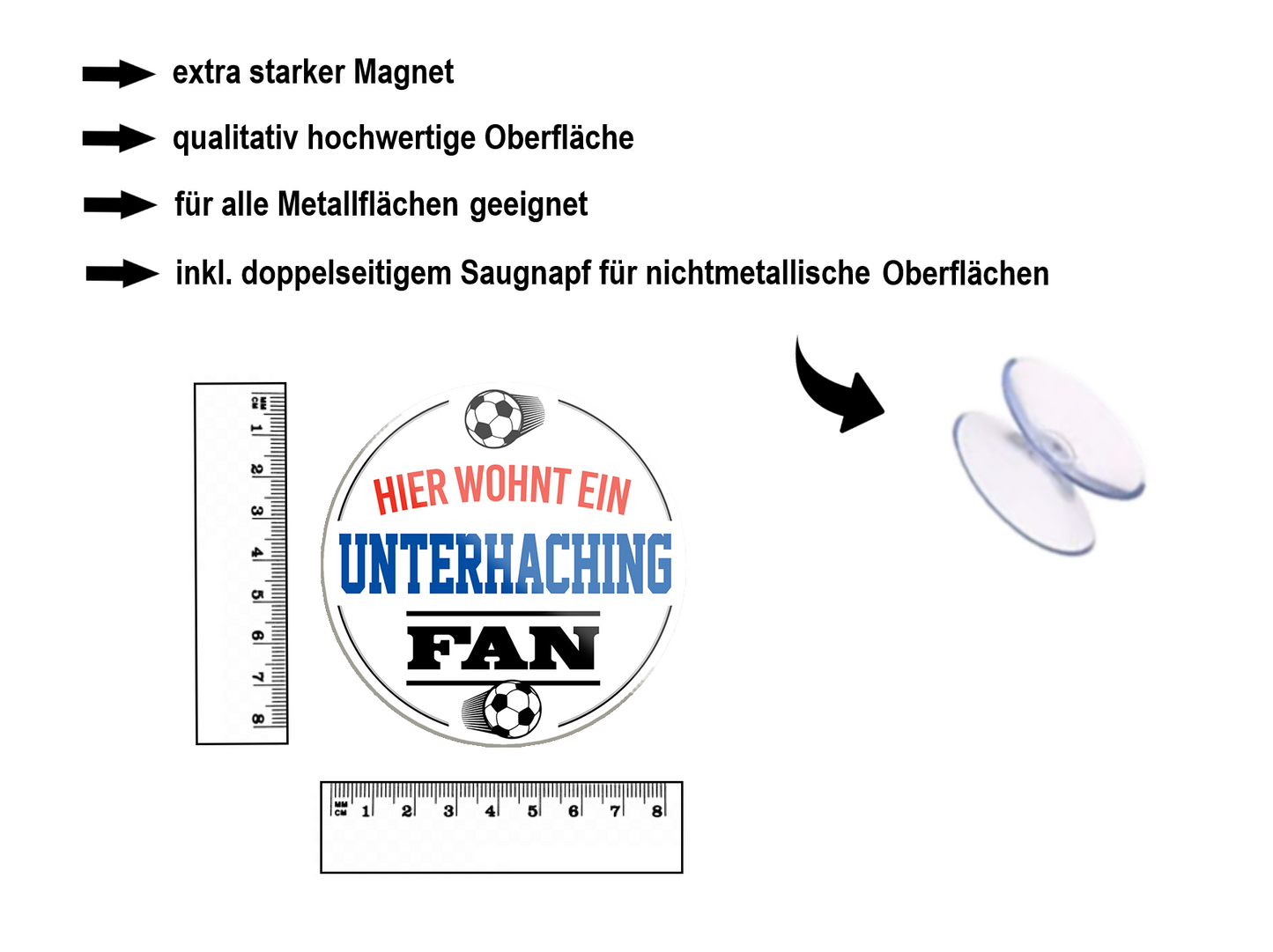 Magnet ''Unterhachingen Fan'' 8x8x0,3cm