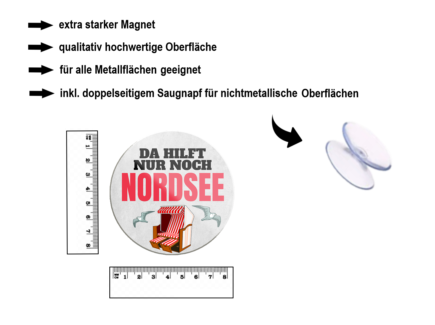 Magnet ''Da hilft nur noch Nordsee'' 8x8x0,3cm
