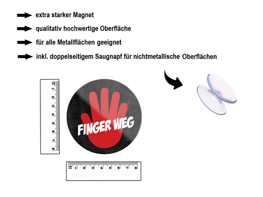 Magnet ''fingers off'' 8x8x0.3cm