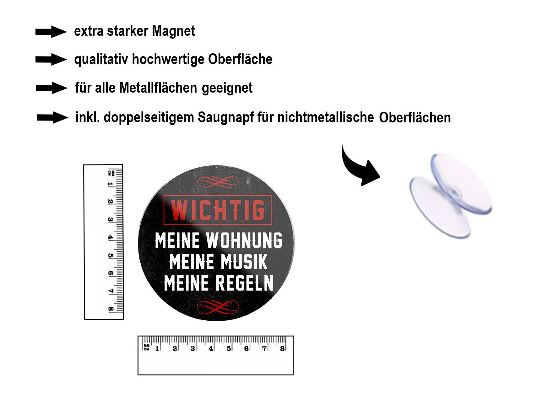 Magnet ''Important. My apartment music rules'' 8x8x0,3cm