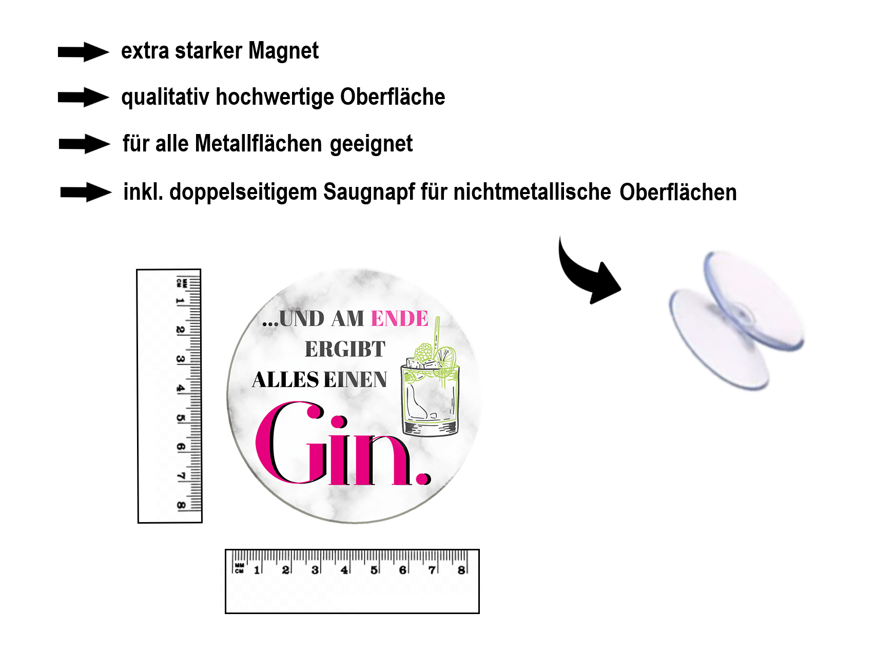 Magnet ''..und am Ende ergibt alles Gin'' 8x8x0,3cm