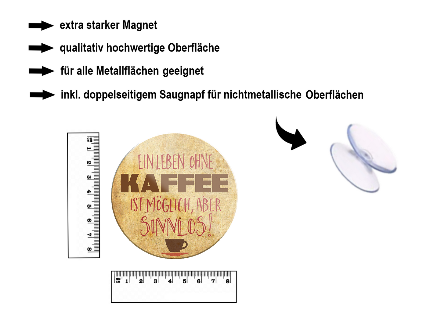 Magnet ''Ein Leben ohne Kaffee sinnlos'' 8x8x0,3cm