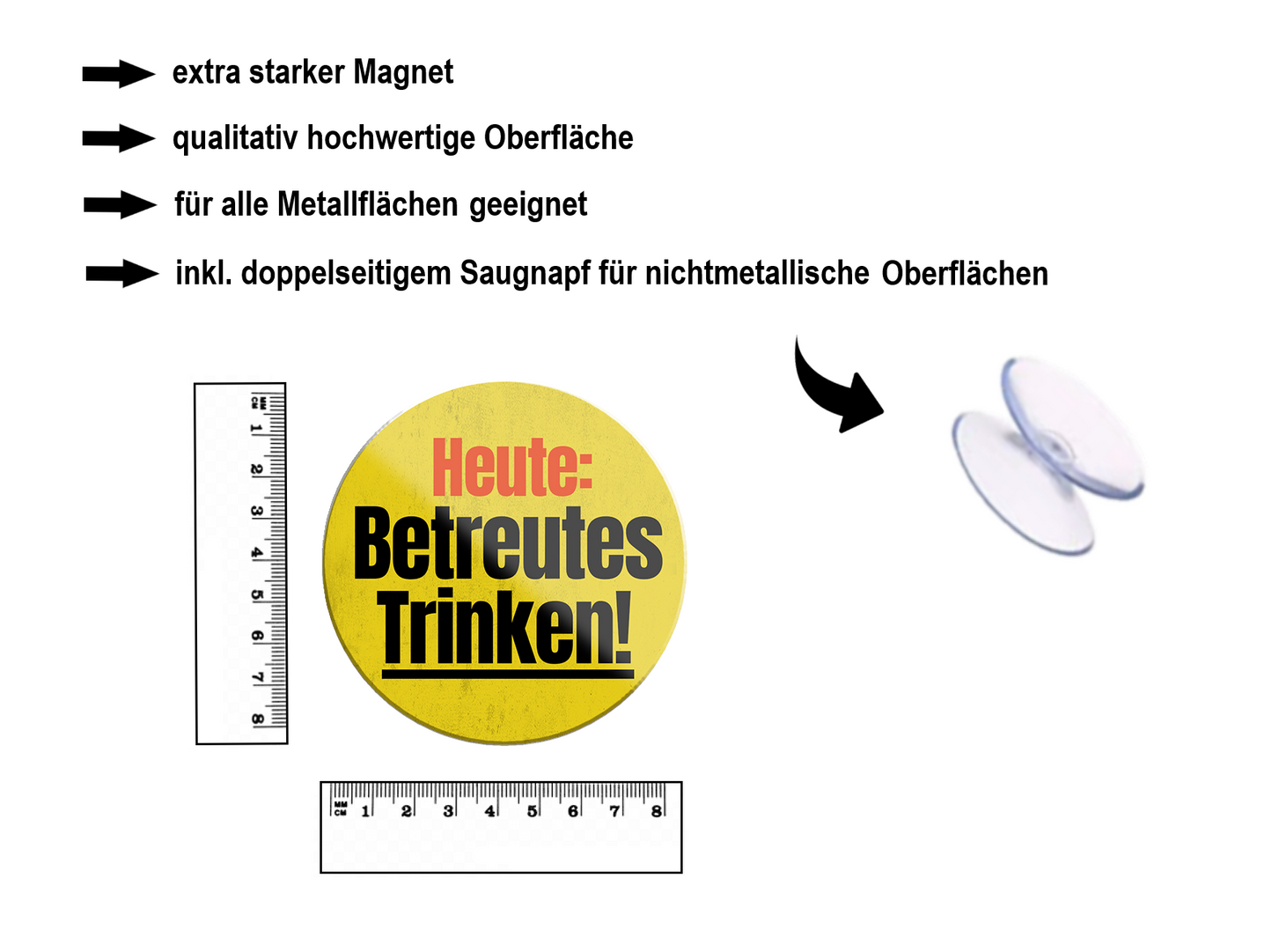 Magnet ''Heute Betreutes Trinken'' 8x8x0,3cm