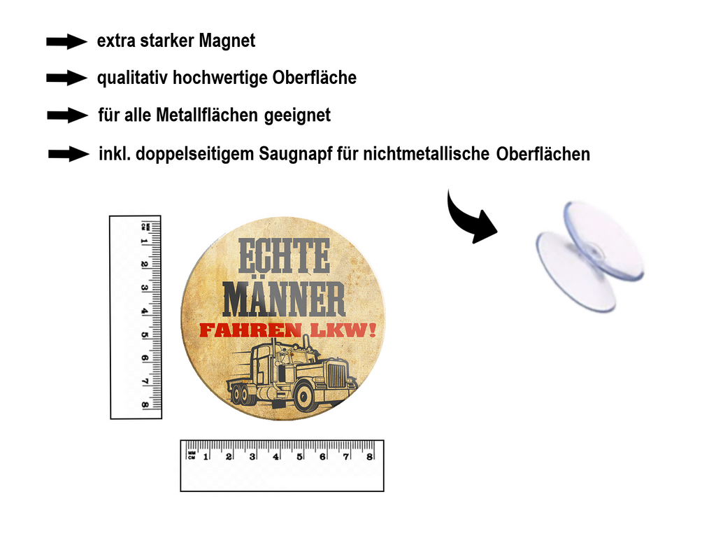 Magnet ''Real men drive trucks'' 8x8x0.3cm