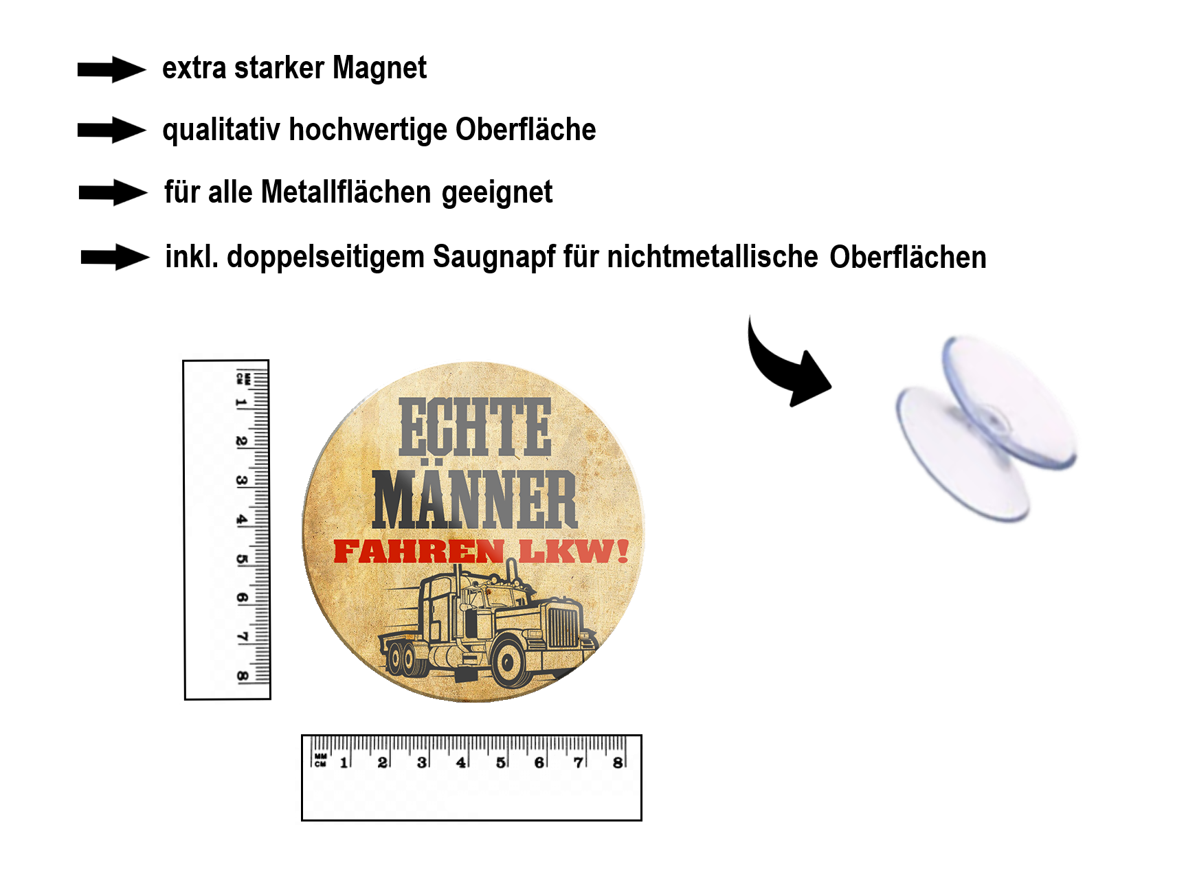 Magnet ''Real men drive trucks'' 8x8x0.3cm