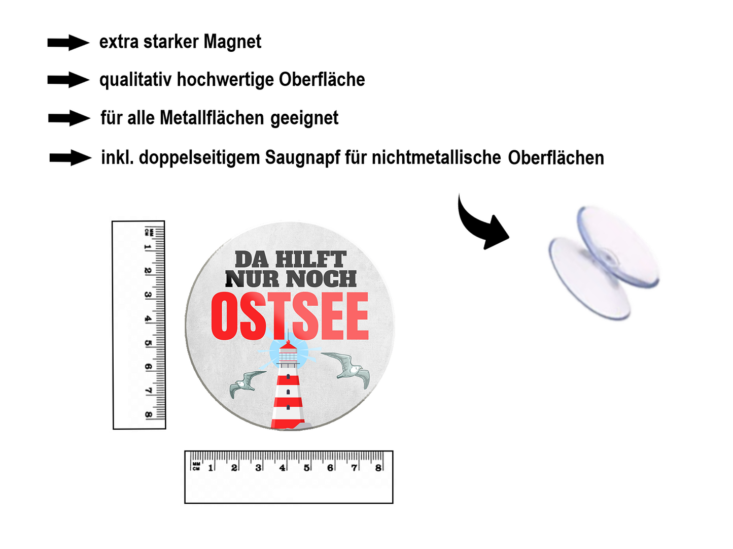 Magnet ''Da hilft nur noch Ostsee'' 8x8x0,3cm