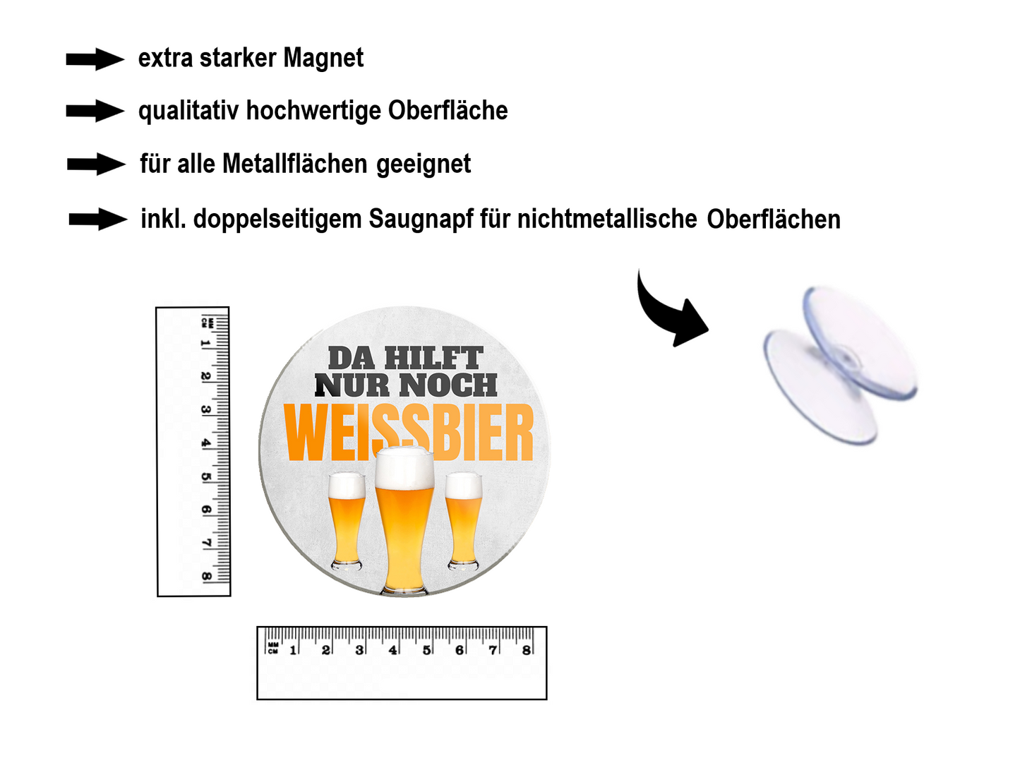 Magnet ''Da hilft nur noch Weissbier'' 8x8x0,3cm