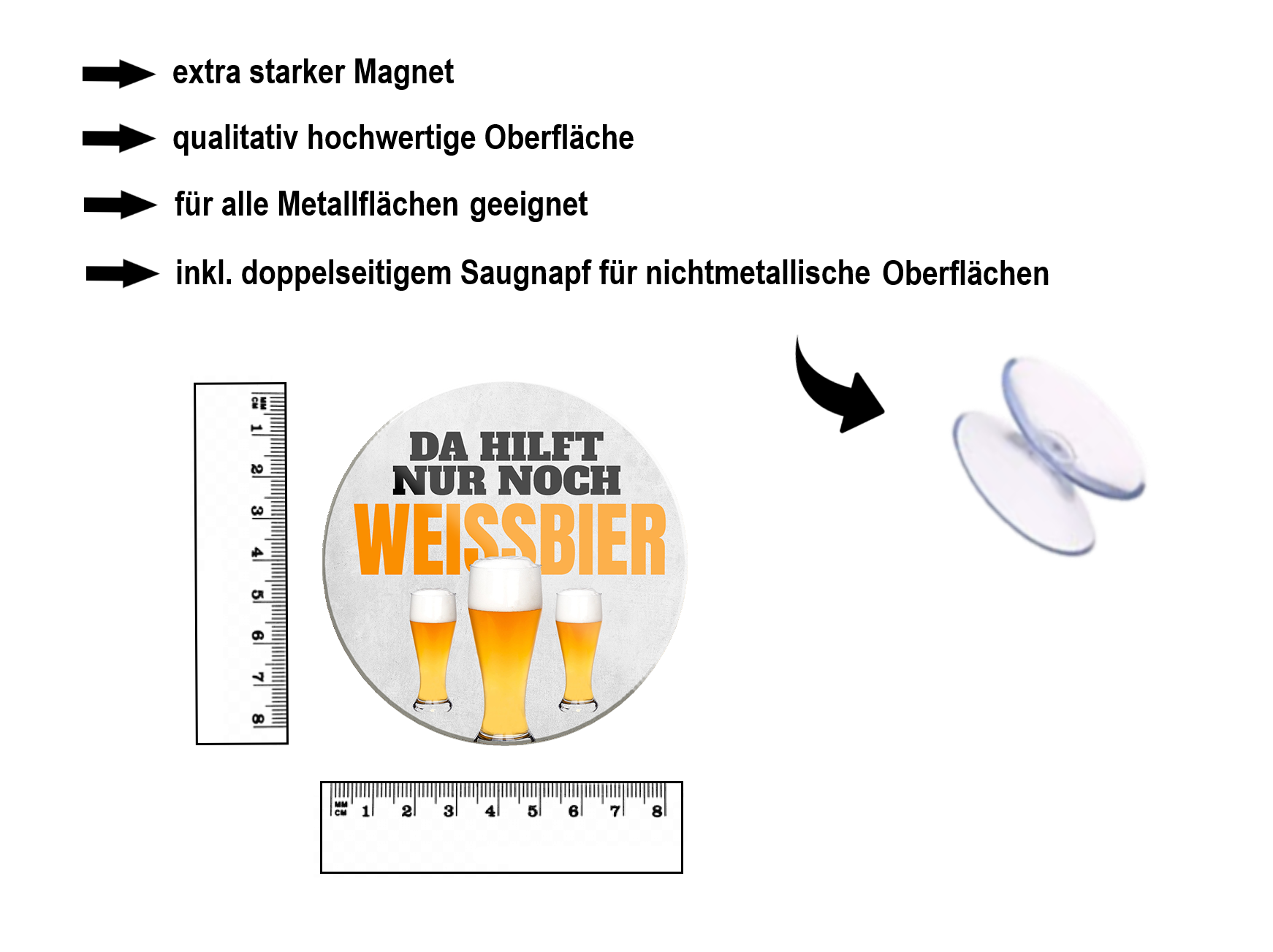 Magnet ''Da hilft nur noch Weissbier'' 8x8x0,3cm