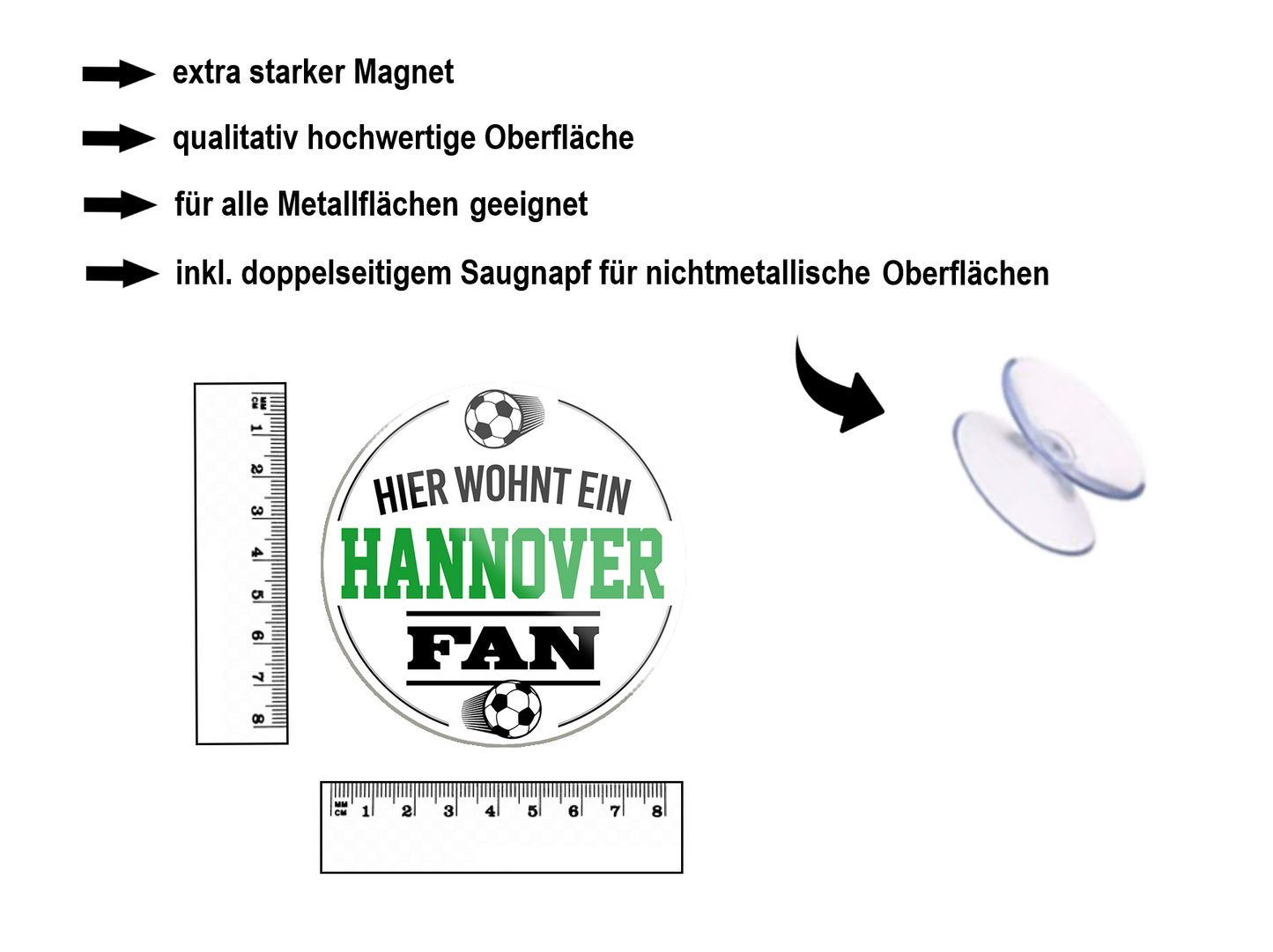 Magnet ''Hannover Fan'' 8x8x0,3cm