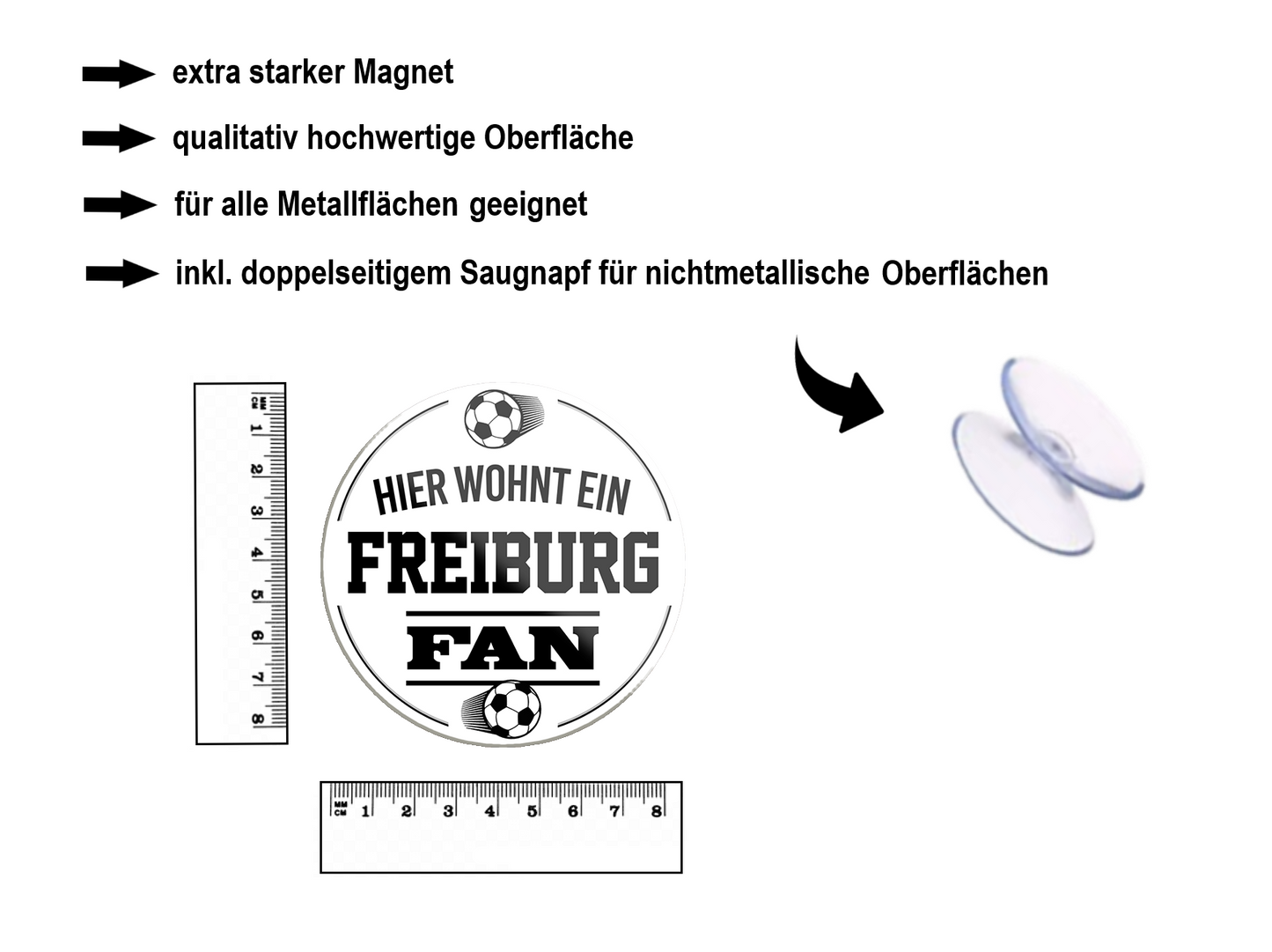 Magnet ''Freiburg Fan'' 8x8x0,3cm