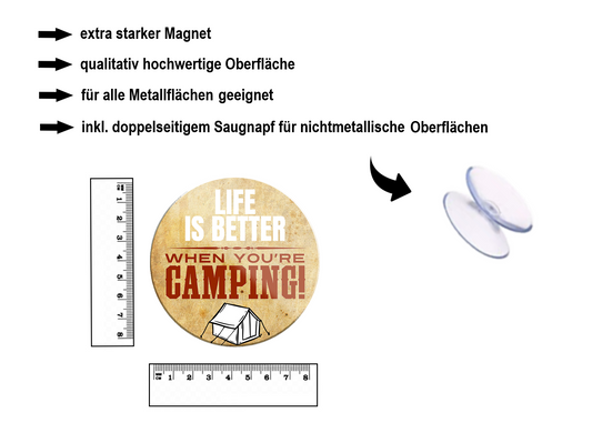 Magnet ''Life is better camping'' 8x8x0,3cm