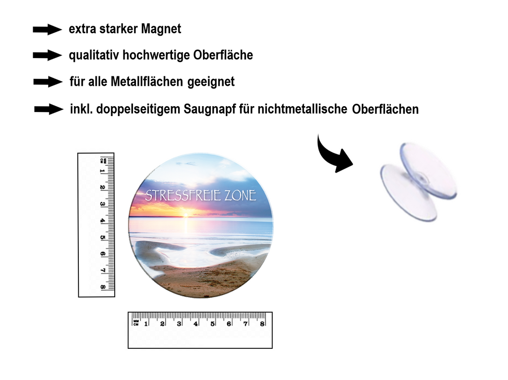 Magnet ''Stressfreie Zone'' 8x8x0,3cm