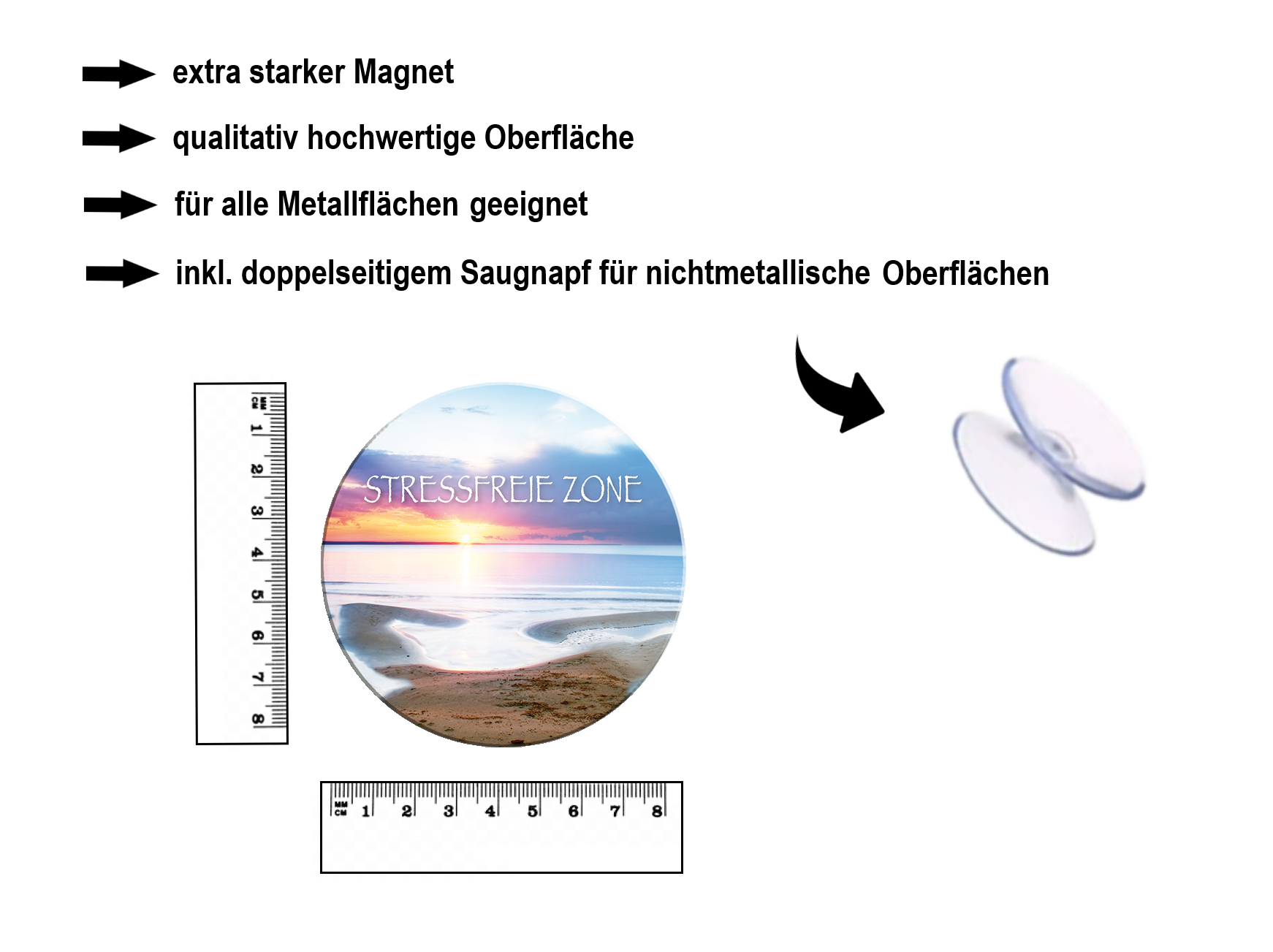 Magnet ''Stressfreie Zone'' 8x8x0,3cm