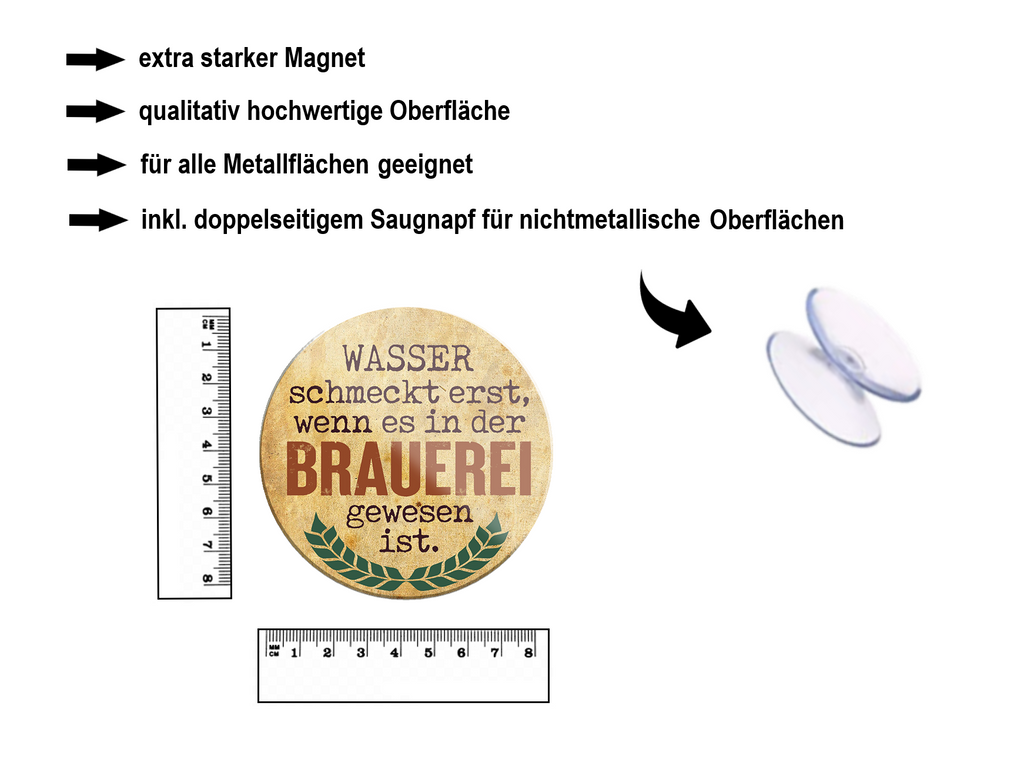 Magnet ''Wasser schmeckt erst Brauerei'' 8x8x0,3cm