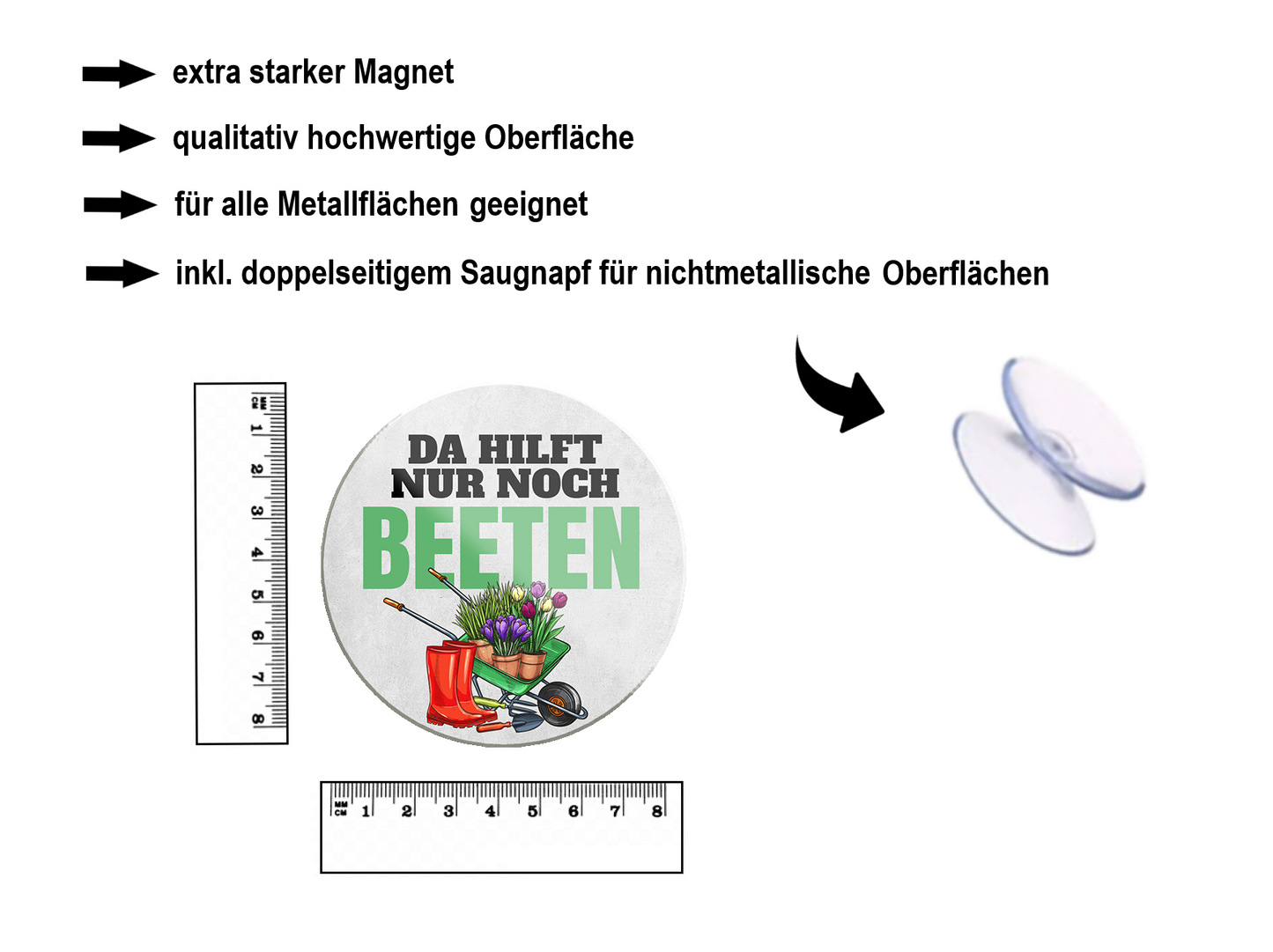 Magnet ''Da hilft nur noch Beeten'' 8x8x0,3cm