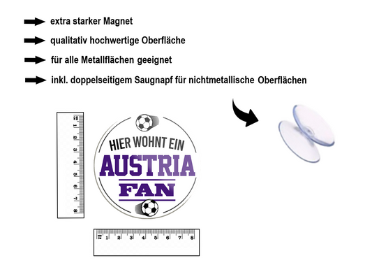 Magnet "Austria Fan" 8x8x0.3cm