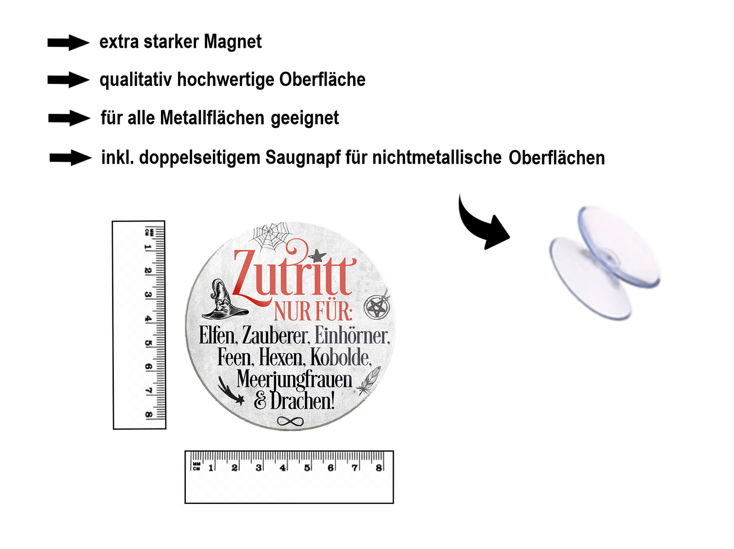 Magnet ''Zutritt nur für Elfen, Zauberer, Einhörner'' 8x8x0,3cm