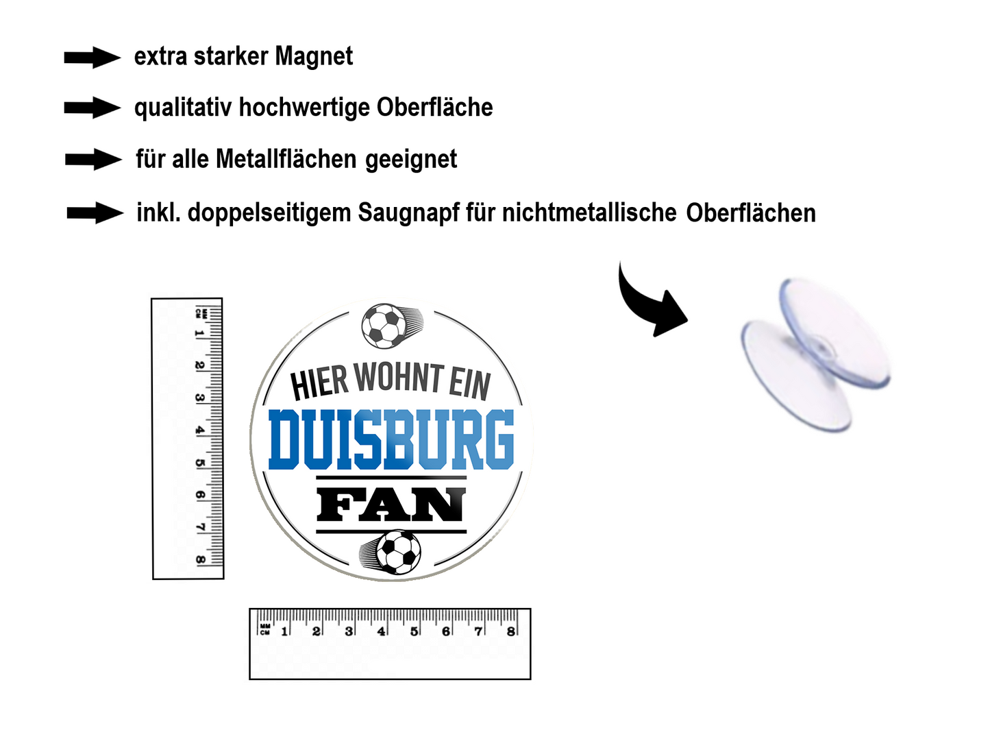 Magnet ''Duisburg Fan'' 8x8x0,3cm