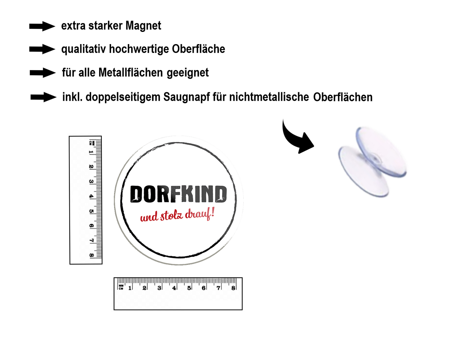 Magnet ''Dorfkind und stolz drauf'' 8x8x0,3cm