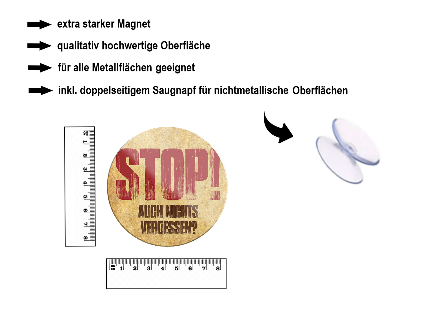 Magnet ''Stop! Auch nichts vergessen'' 8x8x0,3cm
