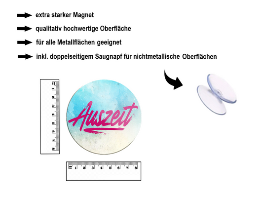 Magnet ''Auszeit (Bunt)'' 8x8x0,3cm