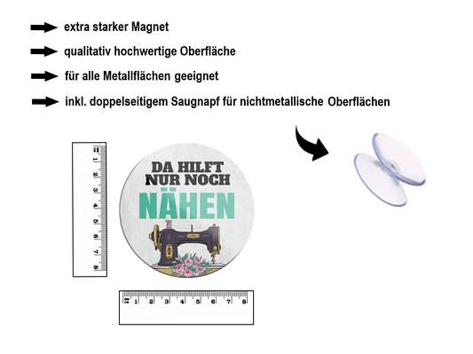 Magnet ''Da hilft nur noch Nähen'' 8x8x0,3cm