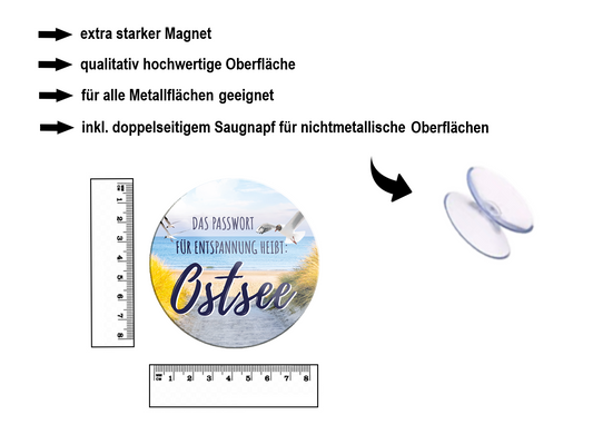 Magnet ''Das Passwort für Entspannung Ostsee'' 8x8x0,3cm