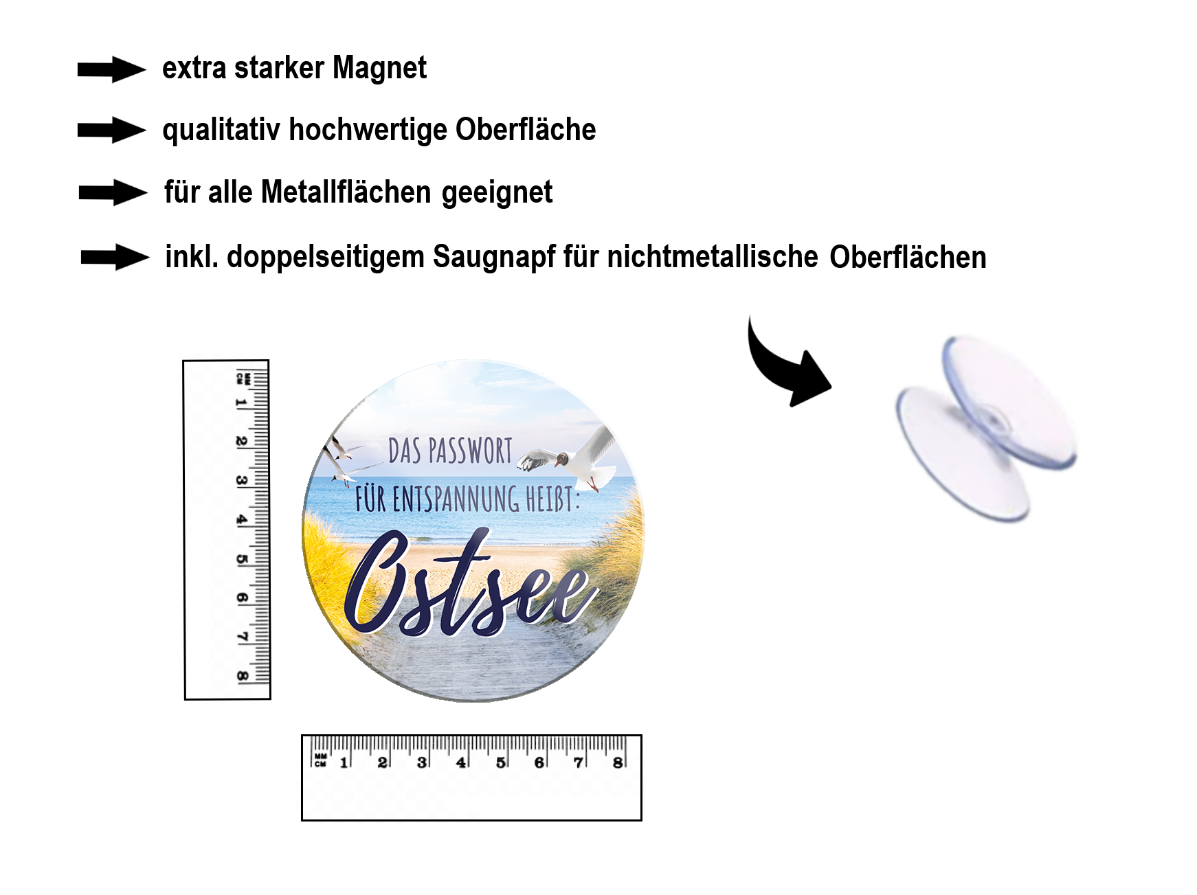 Magnet ''Das Passwort für Entspannung Ostsee'' 8x8x0,3cm