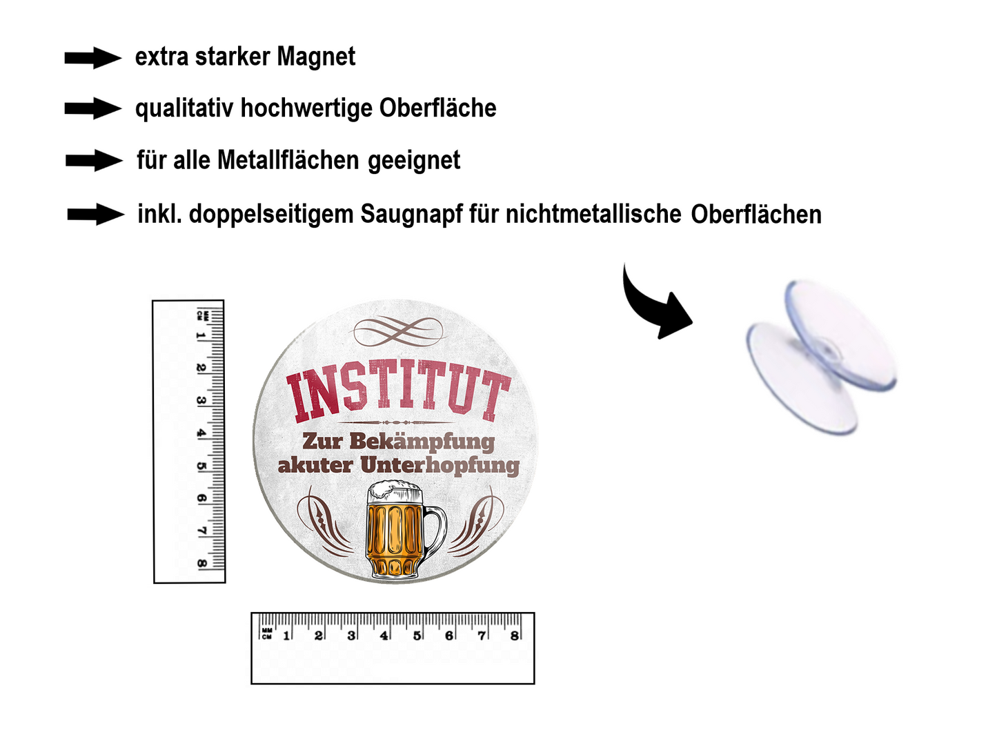 Magnet ''Institut zur Bekämpfung Unterhopfung'' 8x8x0,3cm