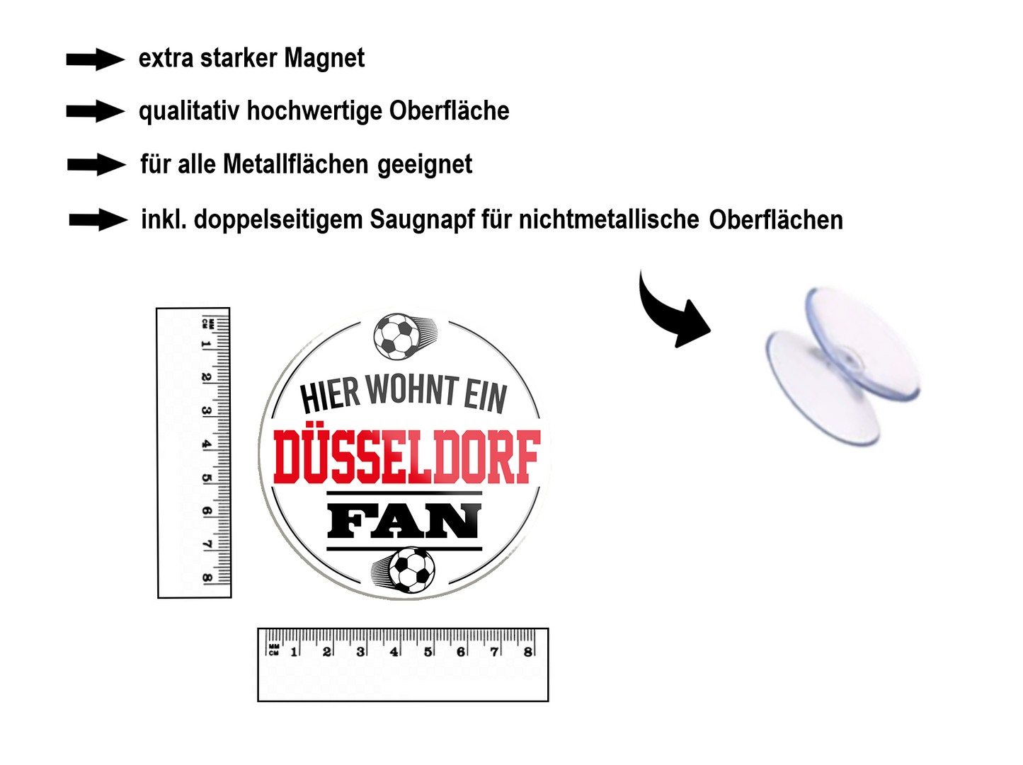 Magnet ''Düsseldorf Fan'' 8x8x0,3cm