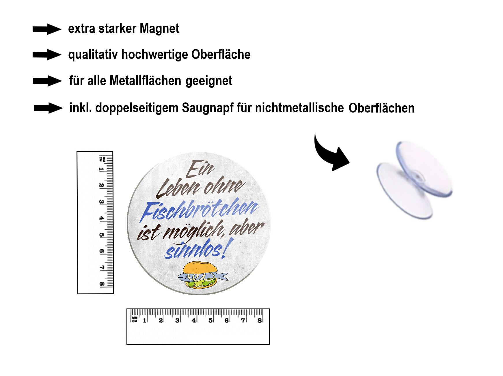 Magnet ''Ein Leben ohne Fischbrötchen ist sinnlos'' 8x8x0,3cm