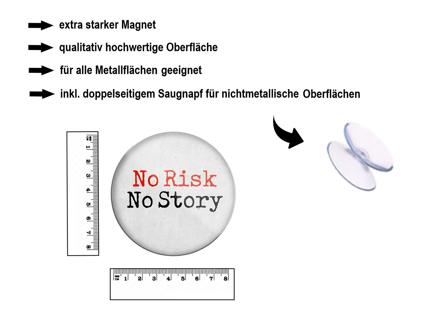 Magnet ''No Risk No Story'' 8x8x0,3cm